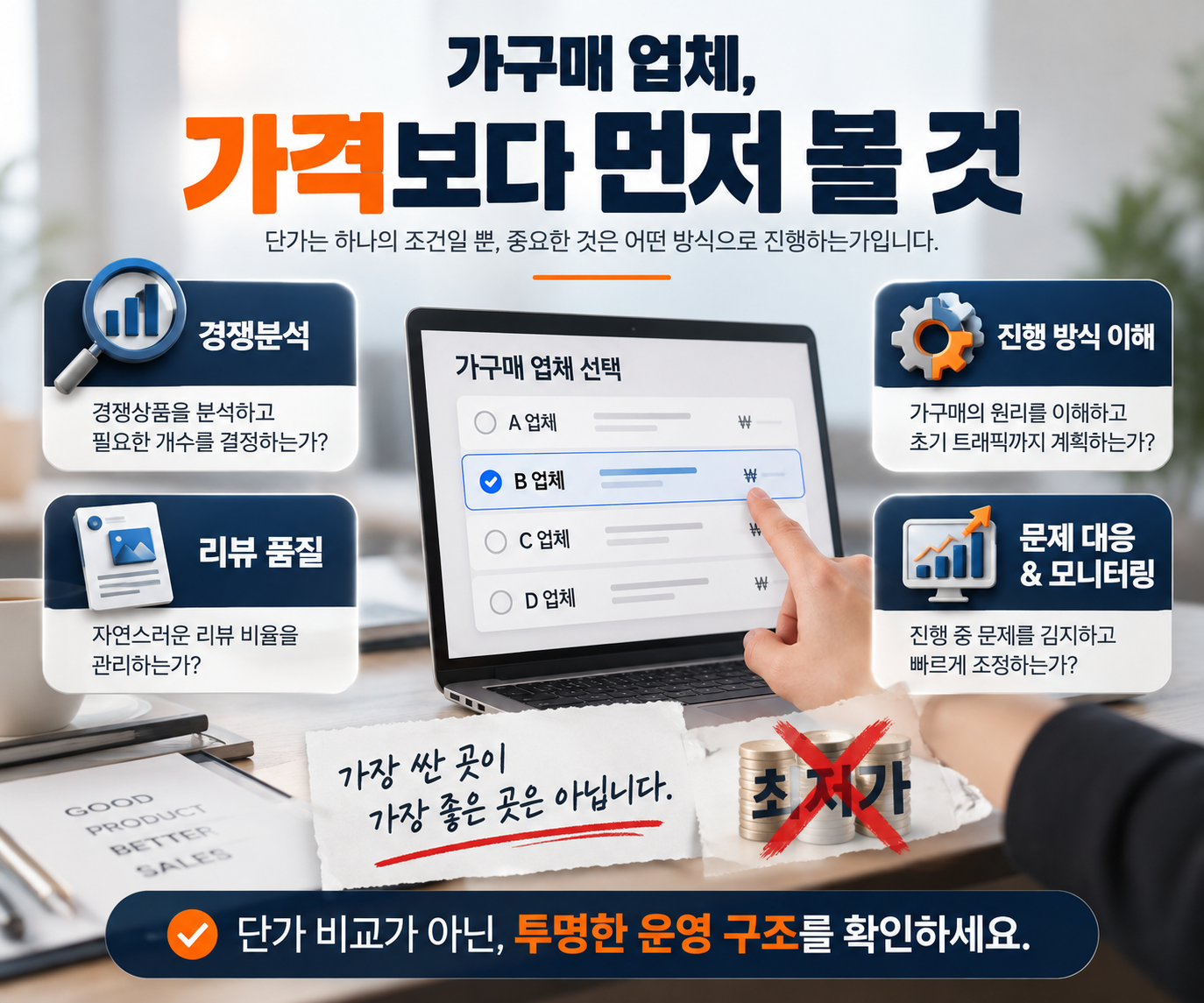 쿠팡 가구매 업체 고르는 법, 리뷰어 단가 3단계로 판별하는 기준